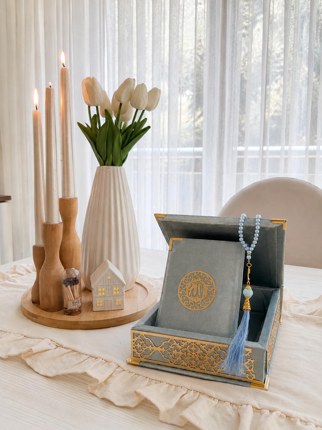 Amazon.com: VOGUEHOMEDECOR Velvet Covered Quran and Pearl Tasbih